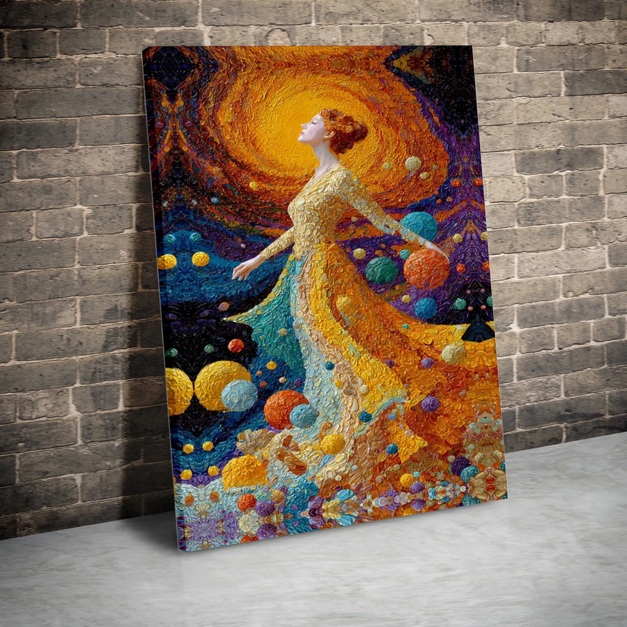 Cosmic Goddess Canvas Wall Art | Textured Impasto Style Painting | Premium Gallery Wrapped Print | Modern Living Room & Bedroom Decor Gift