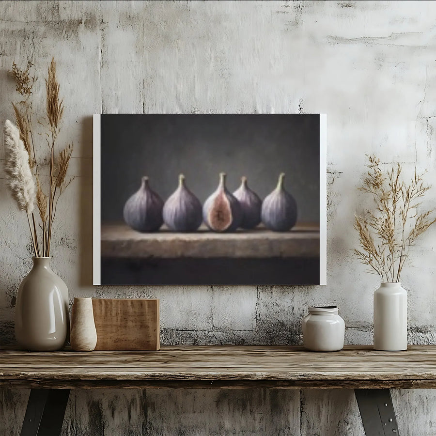 Moody Fig Canvas Print | Rustic Still Life Fruit Painting | Premium Gallery Wrapped Wall Art | Kitchen & Dining Room Decor Gift