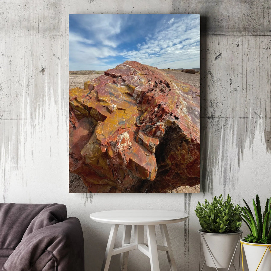 Petrified Wood Desert Landscape Canvas | Vibrant Geological Art Print | 1.25-Inch Gallery-Quality Profile | Nature Lover Home Decor Gift