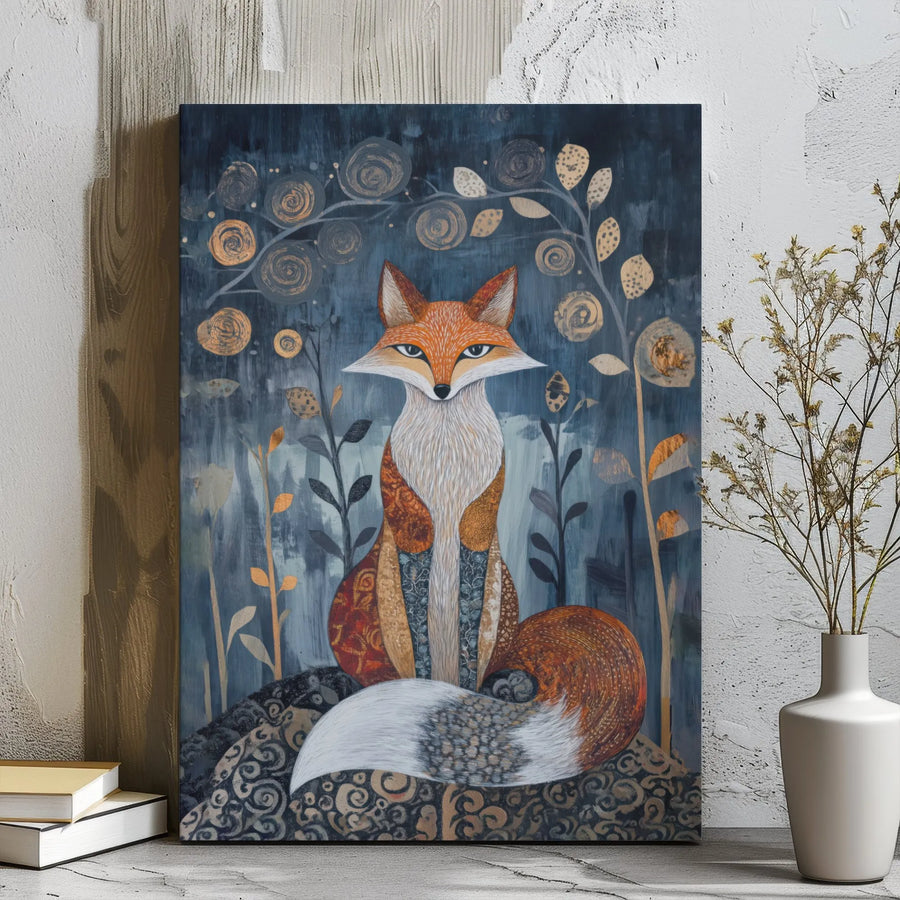 Fox Wall Art Canvas | Whimsical Woodland Animal Print | Premium Gallery Wrap Decor | Forest Nursery and Modern Home Gift