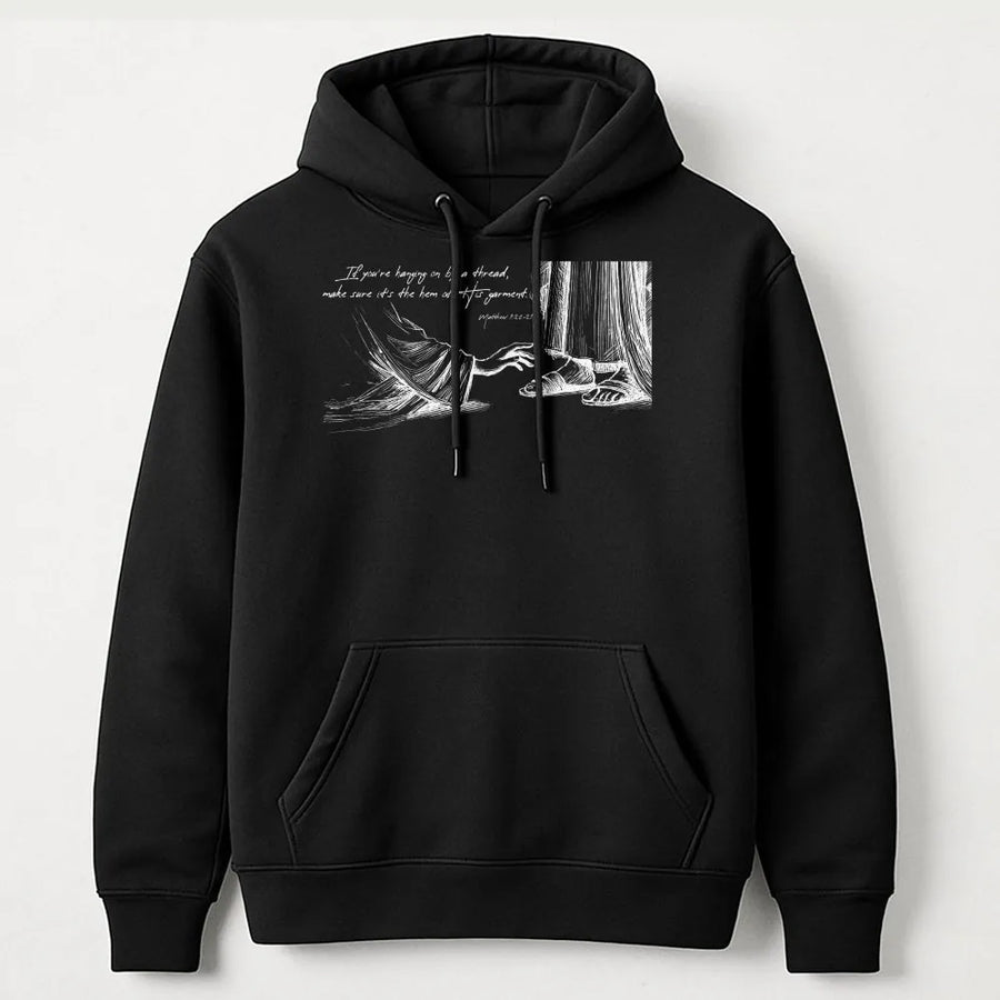 Christian Faith Hoodie | Matthew 9:20-21 Bible Verse Graphic | Premium Cotton Blend | Inspirational Religious Gift for Men & Women