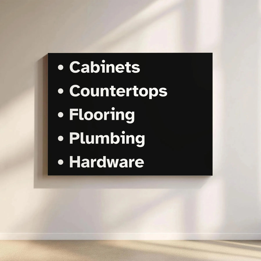 Contractor Services List Canvas | Modern Black & White Typography | Premium Gallery Wrapped Canvas | Office Decor for Home Builders & Remodelers