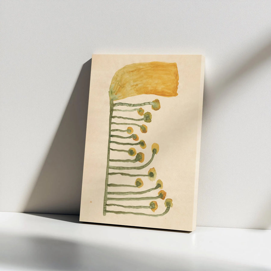 Abstract Botanical Floral Vertical Canvas | Minimalist Gold and Sage Green Watercolor Art | 1.25" Premium Frameless Gallery Wrap | Aesthetic Living Room Home Decor Gift