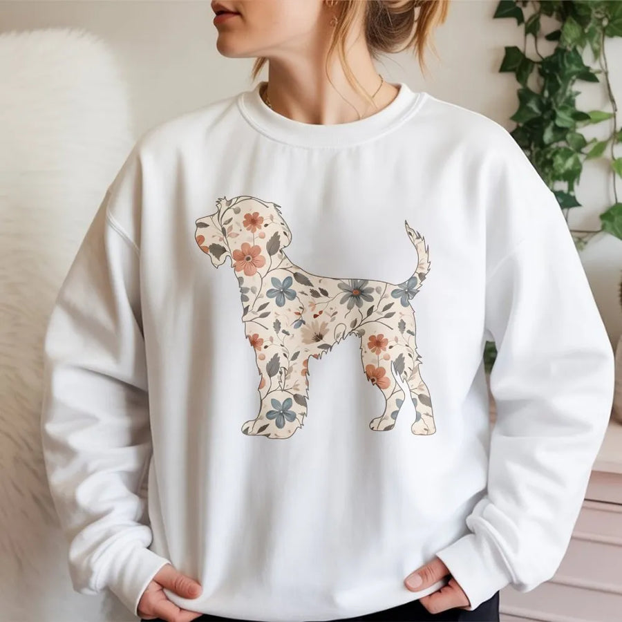 German Wirehaired Pointer Sweatshirt | Floral GWP Dog Silhouette Print | Premium Cotton Blend | Unique Gift for Dog Lovers and Owners