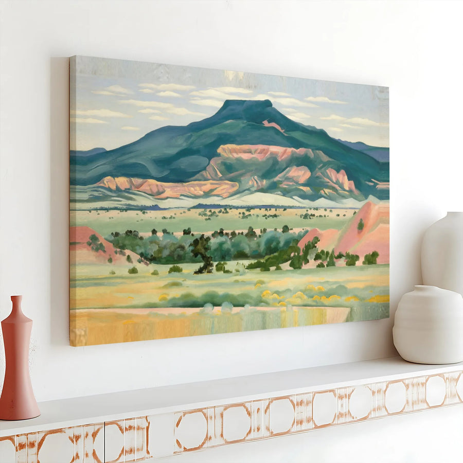 Southwestern Desert Landscape Canvas | Pedernal Mountain Art Print | Premium 1.25" Gallery Wrap | Western Home Decor Wall Art