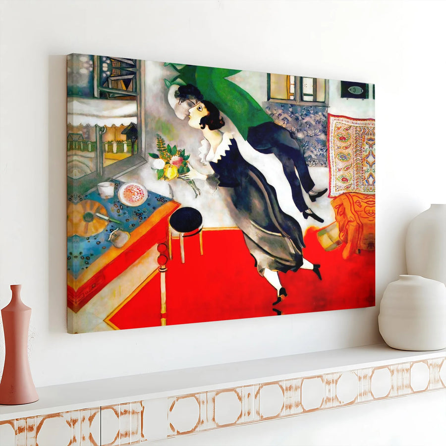 Marc Chagall Birthday Canvas Wall Art | L'Anniversaire Famous Painting Print | 1.25" Gallery Wrap Premium Decor | Romantic Art Gift for Home Office