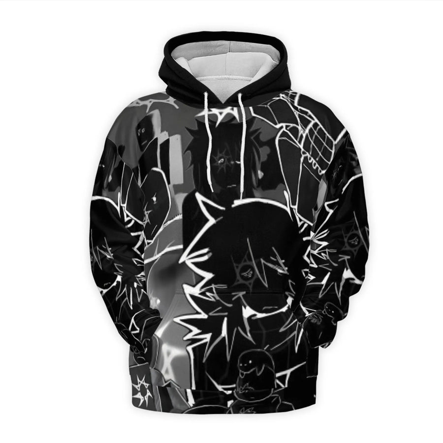 Anime Manga Collage 3D Hoodie | Edgy Aesthetic Streetwear | Premium Brushed Fleece Pullover | Unisex Graphic Gift for Teens and Adults