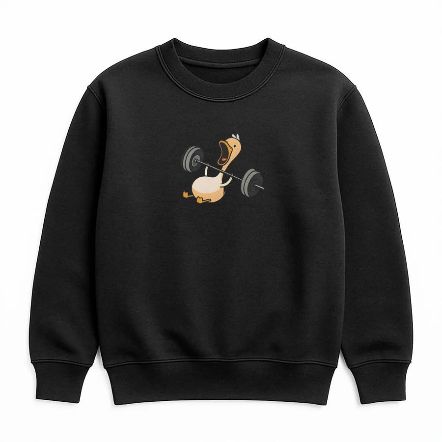 Weightlifting Duck Sweatshirt | Funny Gym Workout Graphic | Premium Cotton Blend | Gift for Fitness Lover Weightlifter