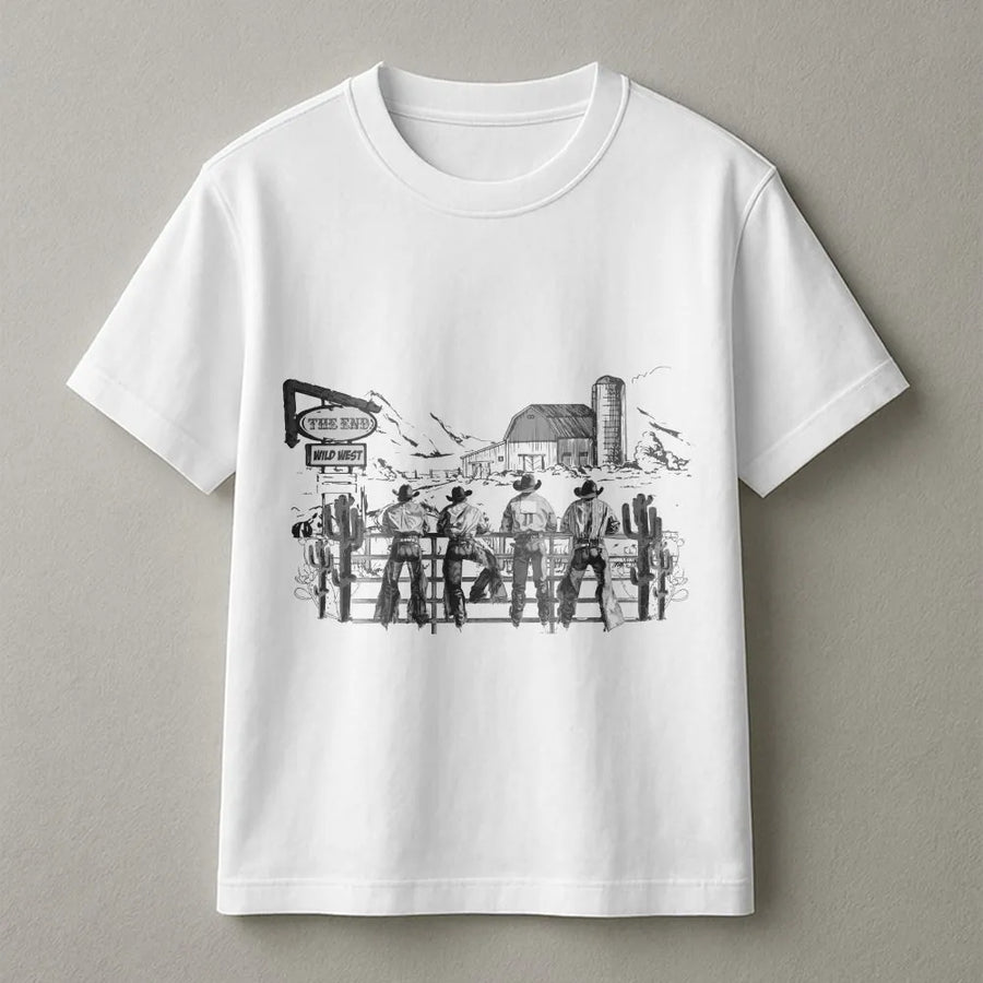 Western Cowboy T-Shirt | Vintage Wild West Farmhouse Design | Premium Cotton Graphic Tee | Retro Rodeo Gift For Men And Women