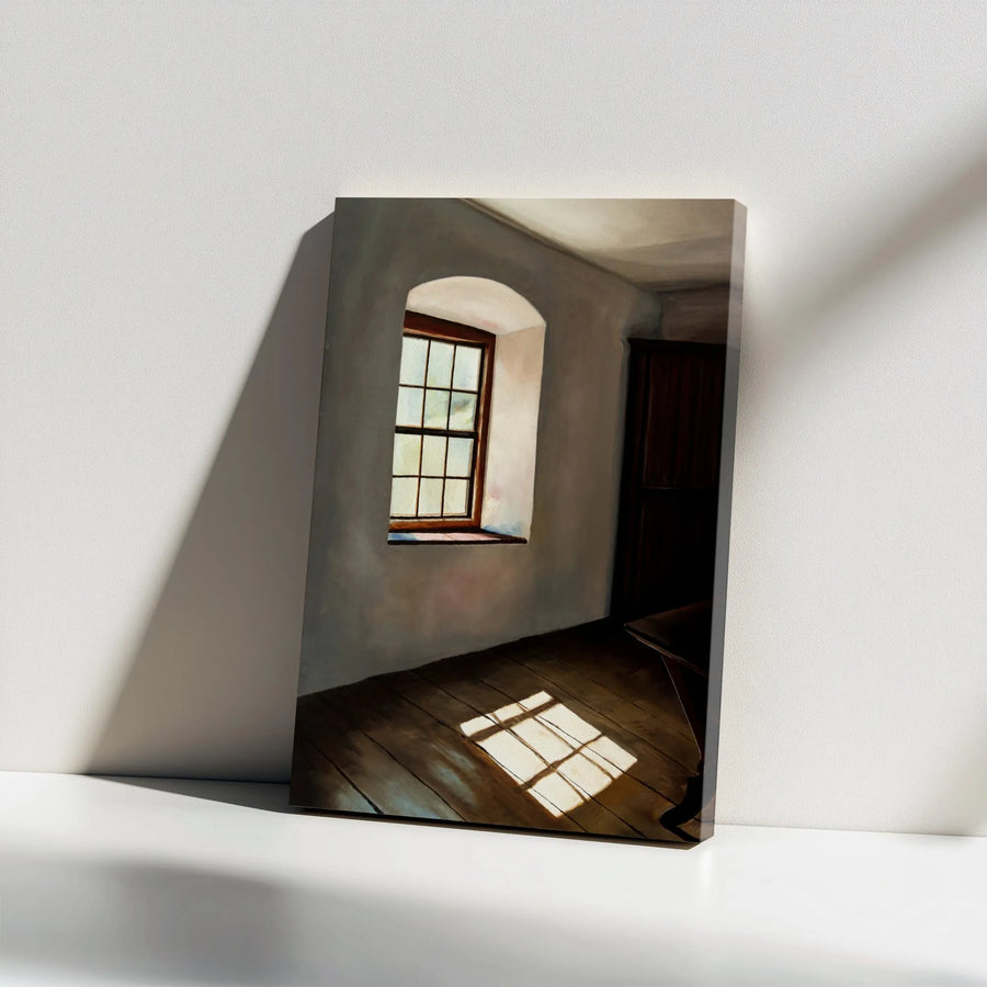 Sunlit Window Canvas Wall Art | Light Reflection Painting Print | Premium Gallery Wrapped Canvas | Rustic Home & Office Decor Gift