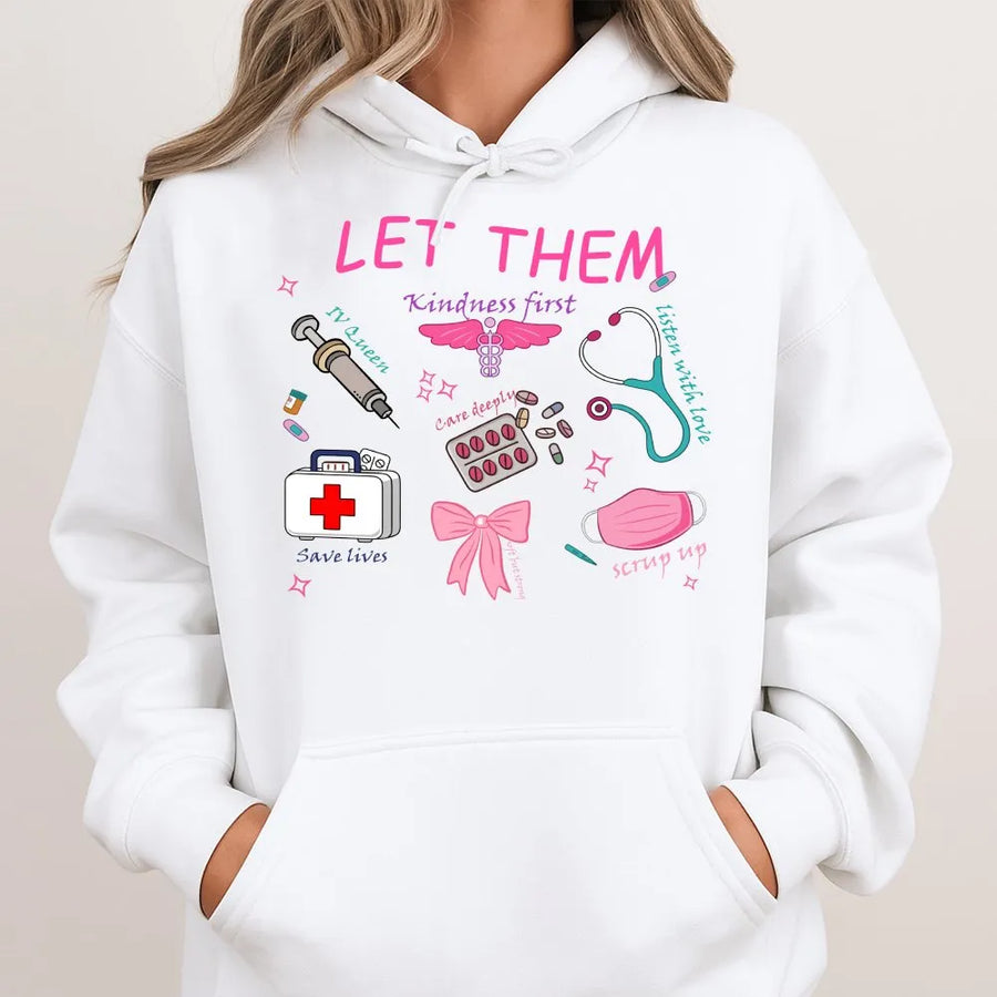 Nurse Hoodie | Cute Medical Doodle Art Pullover | Cozy Cotton Blend | Gift for Registered Nurse RN