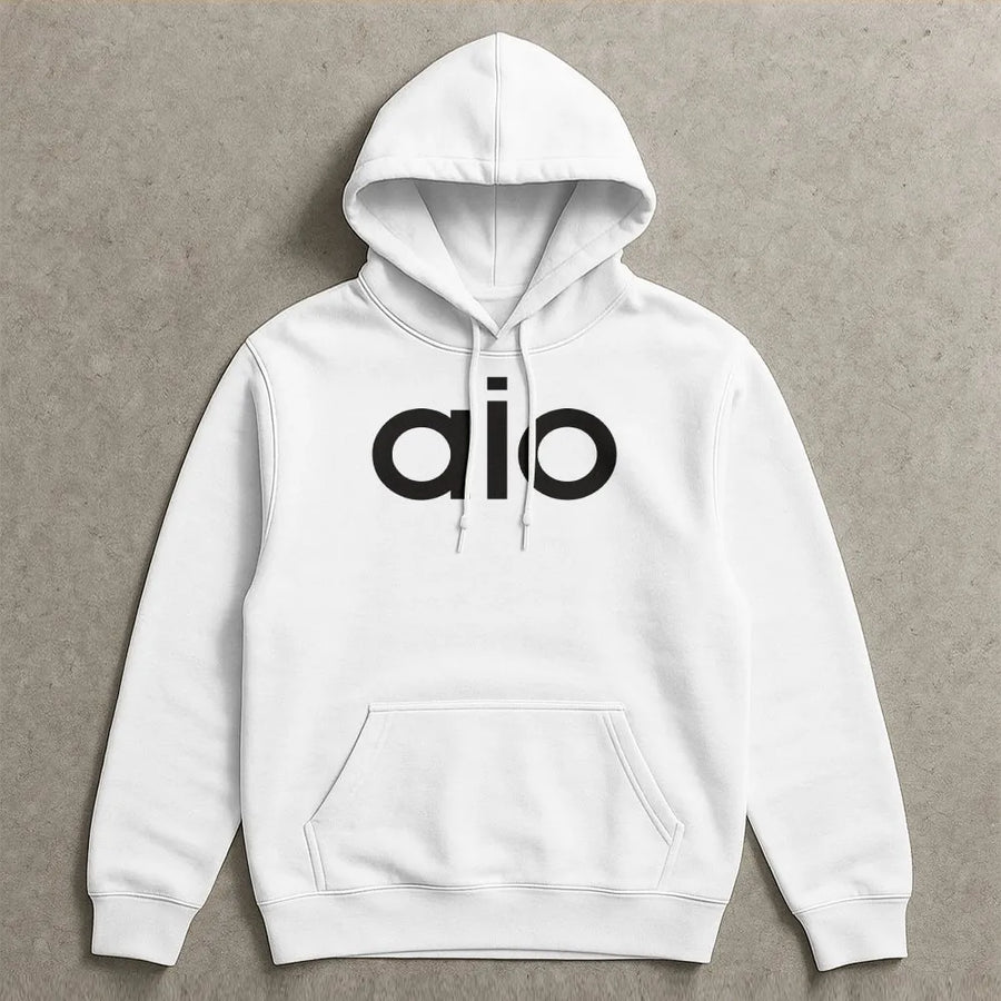 AIO Graphic Hoodie | Minimalist Letter Print Sweatshirt | Premium Cotton-Blend Pullover | Unisex Casual Streetwear Gift for Adults