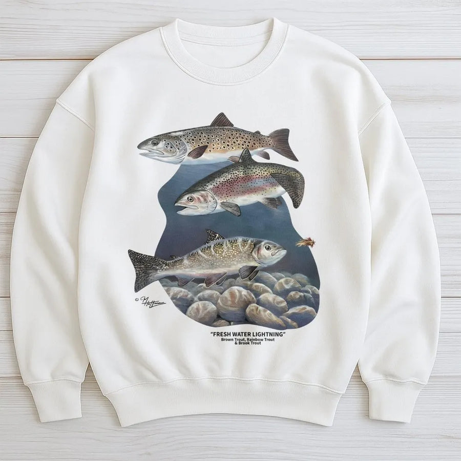Trout Fishing Sweatshirt | Freshwater Trout Species Illustration | Premium Cotton-Blend | Gift for Angler & Outdoorsman