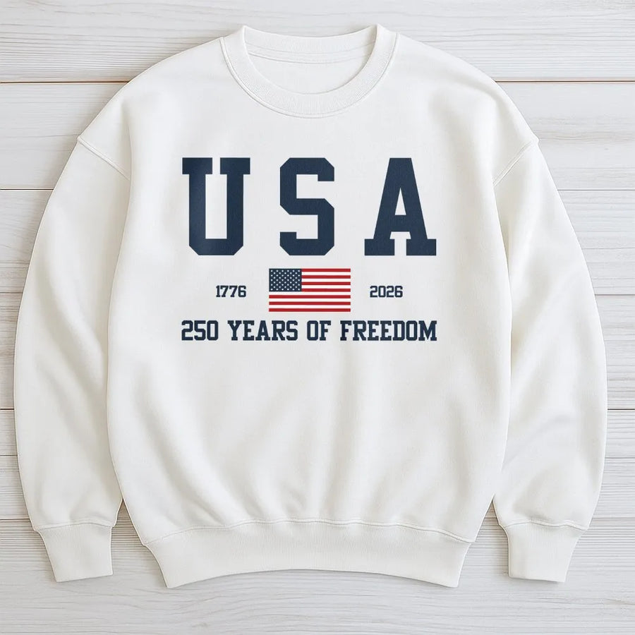USA 250th Anniversary Sweatshirt | 1776-2026 Years of Freedom Graphic | Premium Cotton | Commemorative July 4th Gift for Patriots