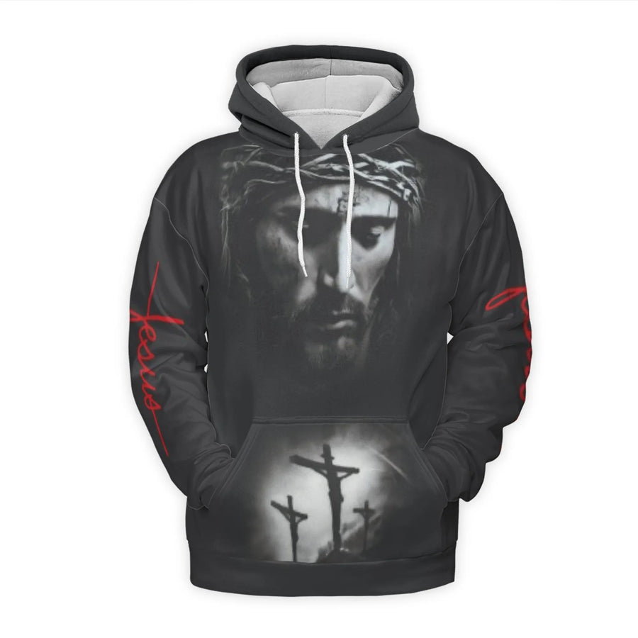 Jesus Crown Of Thorns 3D Hoodie | Religious Crucifixion Art | Premium Brushed Fleece Pullover | Christian Faith Gift For Men And Women