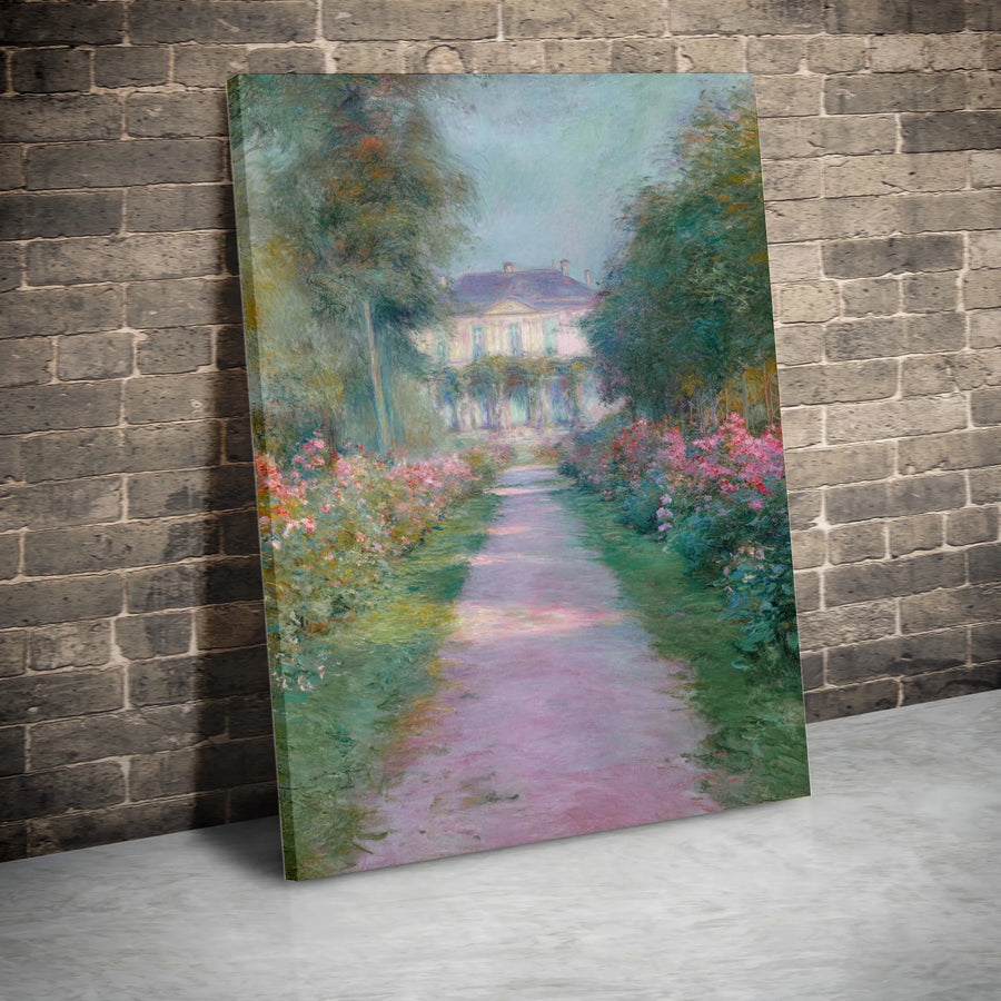 Claude Monet The House At Giverny Canvas Print | Impressionist Rose Garden Wall Art | Premium Gallery-Wrapped Decor | Classical Art Gift for Home