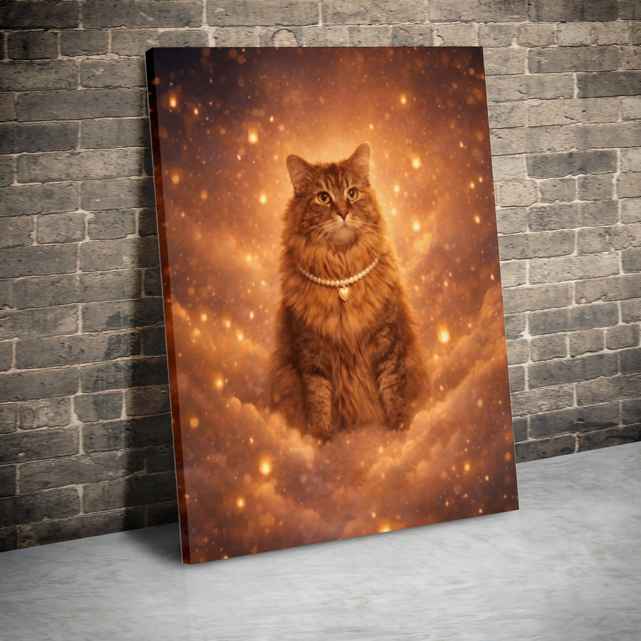 Celestial Cat Canvas Print | Ethereal Feline Portrait on Clouds | Premium Fade-Resistant Print | Collector's Gift for Cat Lovers