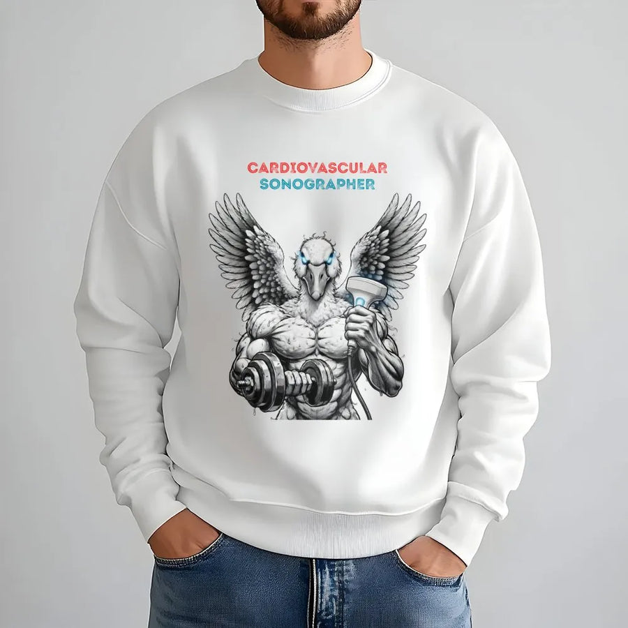 Cardiovascular Sonographer Sweatshirt | Funny Muscular Bird Graphic | Premium Cotton Tee | Gift for Ultrasound Technician