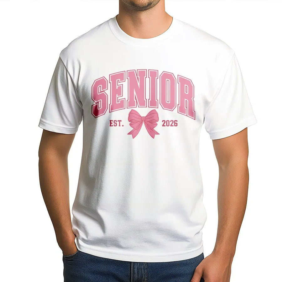Senior 2026 T-Shirt | Preppy Bow Aesthetic Graduation Tee | Premium Cotton Soft Graphic Shirt | Class of 2026 Senior Gift for Her