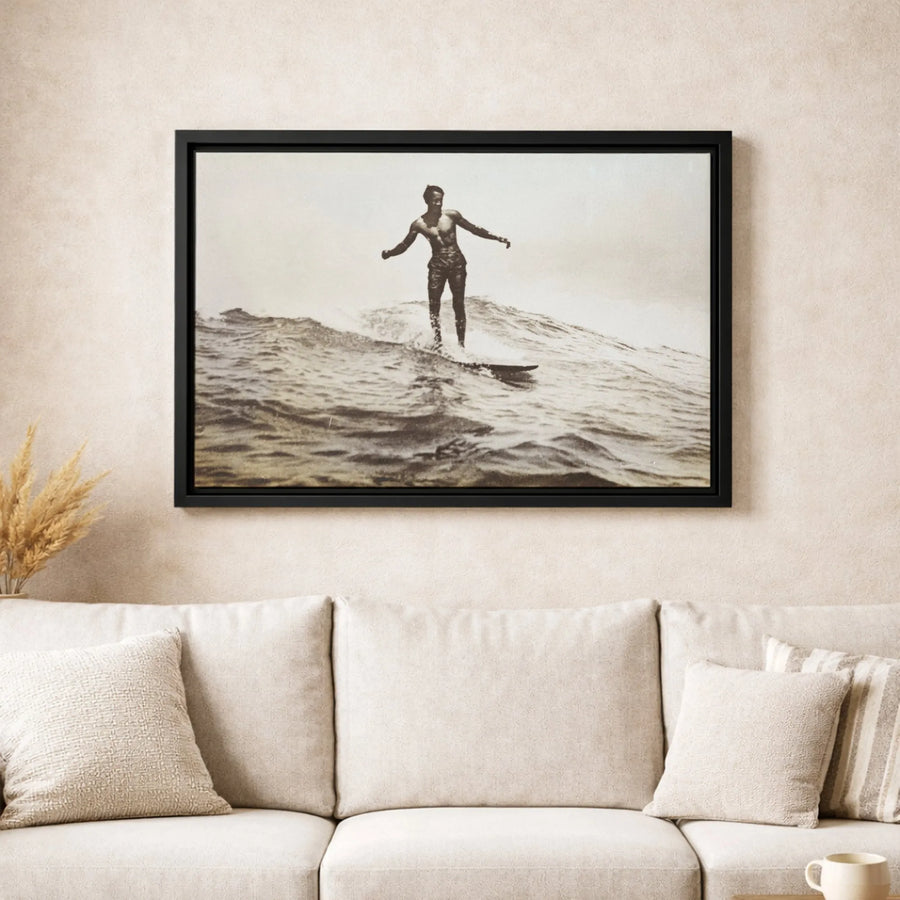 Vintage Surfer Canvas Print | Retro Black and White Wave Photography | Gallery-Quality Wall Art | Coastal Home Decor Gift for Surfers