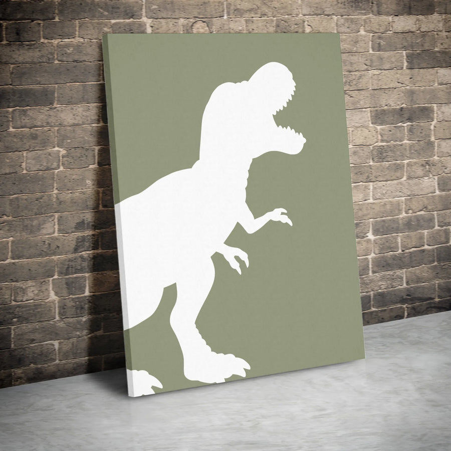 T-Rex Canvas Wall Art | Minimalist Dinosaur Silhouette Print | Gallery-Quality 1.25" Profile | Nursery Decor or Boy's Room Gift