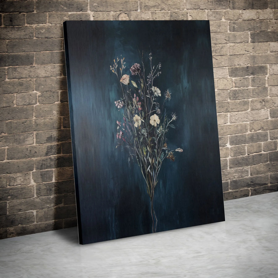 Moody Wildflower Canvas Wall Art | Dark Botanical Still Life Print | Premium Gallery Canvas | Elegant Home Decor Gift