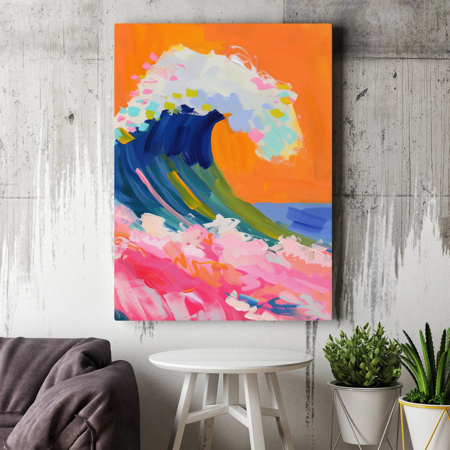Abstract Ocean Wave Canvas Wall Art | Colorful Coastal Decor | Premium Fade-Resistant Print | Modern Living Room Home Gift