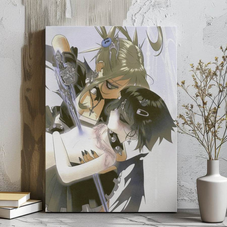 Anime Girl Sword Canvas Print | Aesthetic Cyberpunk Manga Wall Art | Gallery Wrapped Premium Decor | Gift for Otaku & Anime Fans