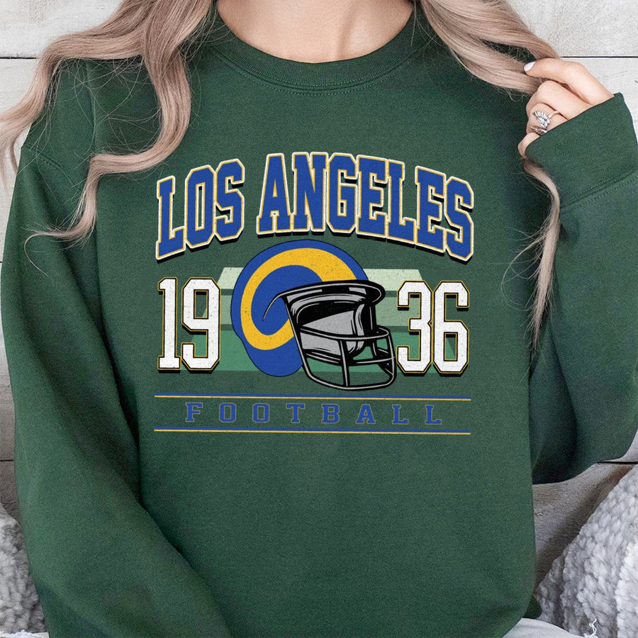 Los Angeles 1936 Football With Los Angeles Rams Vintage Helmet Logo Sweatshirt
