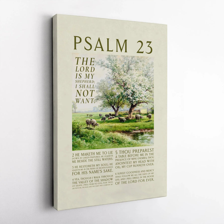 Psalm 23 Wall Art Canvas | The Lord Is My Shepherd Bible Verse Print | Premium Gallery Wrap Decor | Christian Home Gift For Believers