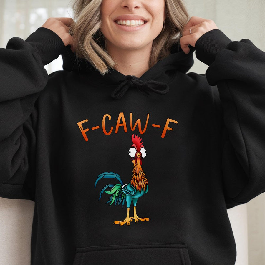 Funny Chicken Hoodie | F-Caw-F Quirky Rooster Graphic | Premium Cotton Blend Pullover | Unisex Gift for Poultry Lovers and Farmers