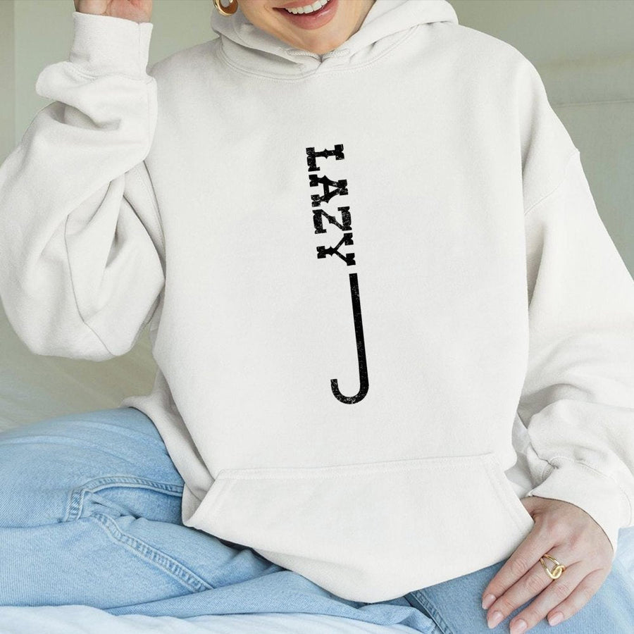 Lazy J Cattle Brand Hoodie | Western Ranch Lifestyle Graphic | Premium Cotton Blend | Gift for Farmers and Ranchers