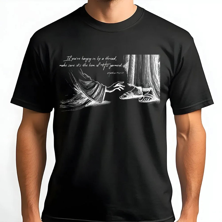 Matthew 9:20-21 Bible Verse T-Shirt | Hem Of His Garment Christian Graphic | Premium Soft Cotton | Faith-Based Religious Gift For Men And Women