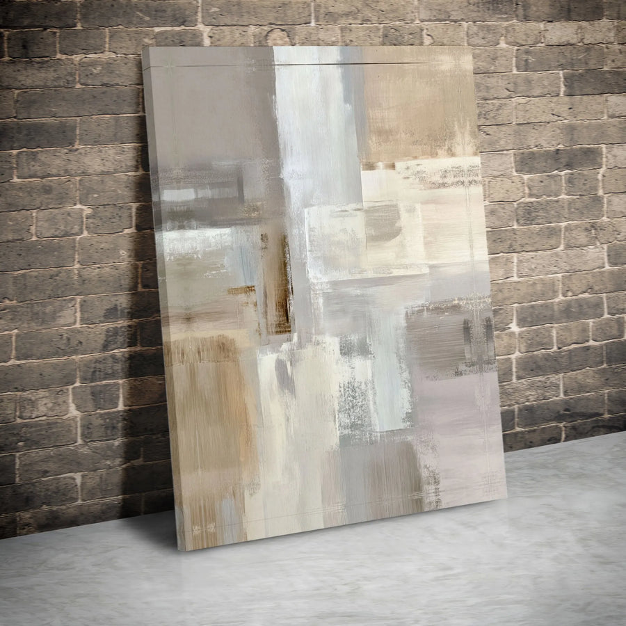 Abstract Canvas Wall Art | Minimalist Neutral Tones Painting | Premium Gallery Wrapped Print | Large Modern Decor for Living Room or Office