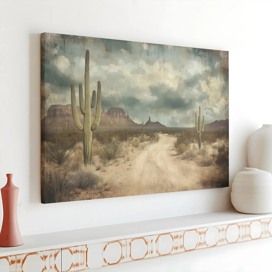 Arizona Desert Landscape Canvas | Saguaro Cactus Monument Valley Wall Art | 1.25" Gallery Wrap | Western Home Decor Gift