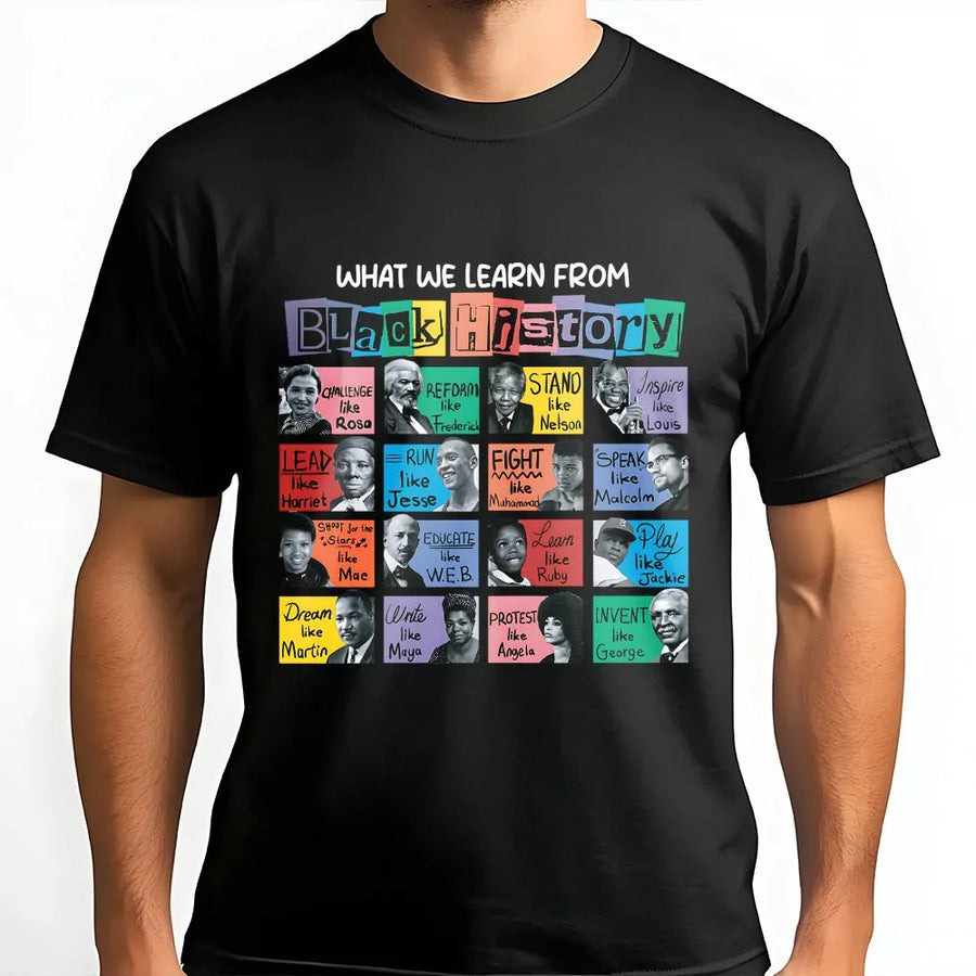 Black History Month T-Shirt | Inspirational African American Icons Graphic | Premium Cotton Unisex Tee | Gift for Teachers and History Students
