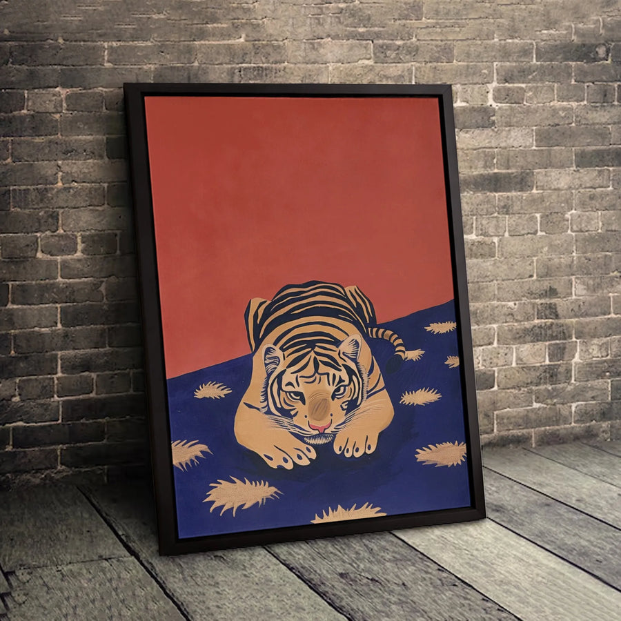 Tiger Wall Art Canvas | Modern Abstract Animal Illustration | Premium Fade-Resistant Print | Bold Living Room Home Decor