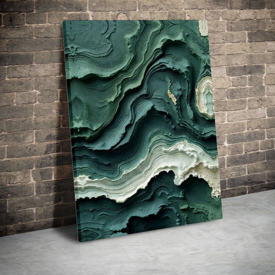 Abstract Green Canvas Wall Art | Modern 3D Textured Effect Print | Premium Gallery Wrapped Canvas | Large Minimalist Art for Living Room Decor