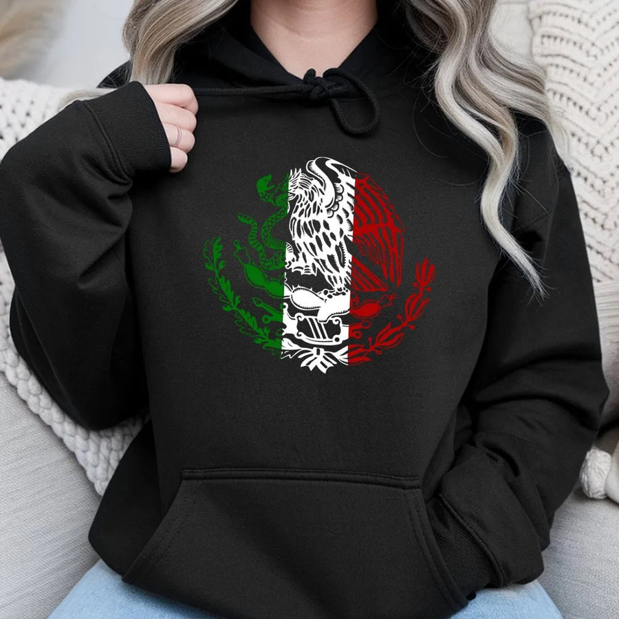Mexico Eagle Hoodie | Mexican Flag Coat of Arms Graphic | Premium Cotton Blend | Unisex Gift for Mexico Heritage and Pride