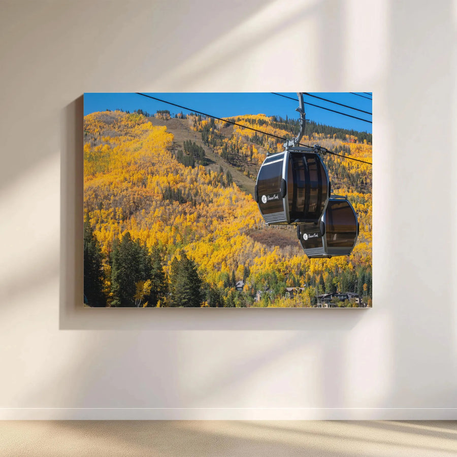 Beaver Creek Gondola Canvas | Autumn Aspen Tree Mountain View | Premium 1.25-Inch Gallery Wrap | Ski Resort Wall Art for Mountain Home Decor