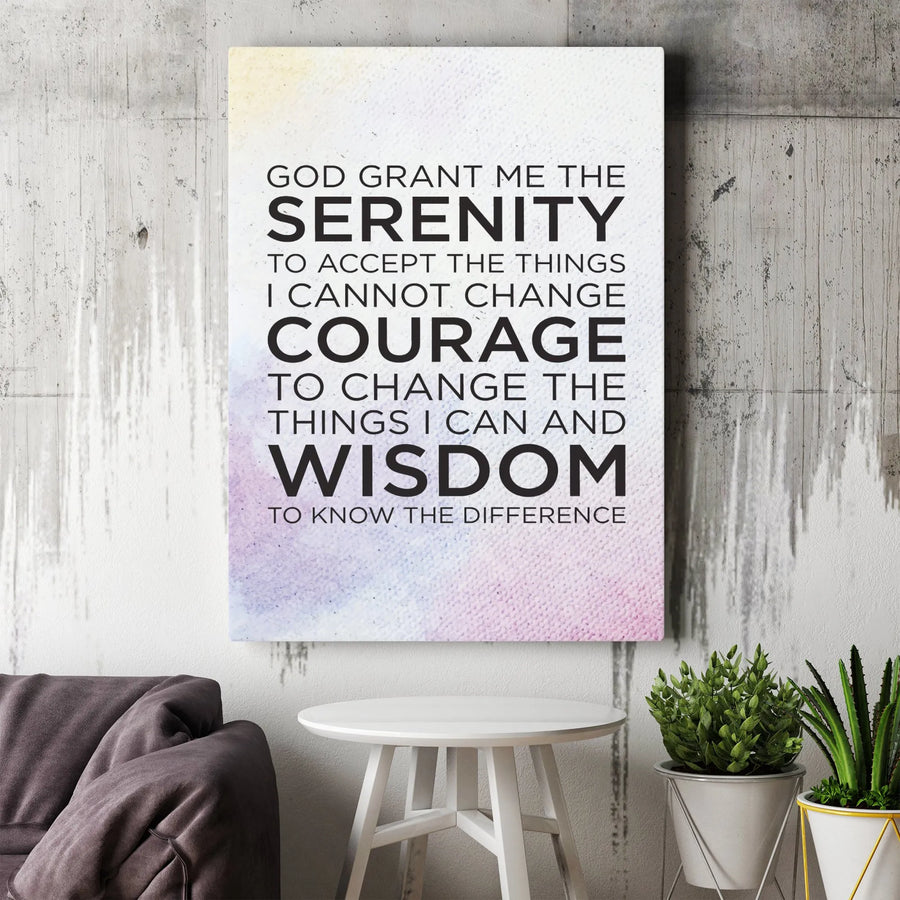 Serenity Prayer Canvas Wall Art | Inspirational Christian Quote Art | Premium Canvas Print | Spiritual Uplifting Decor Gift