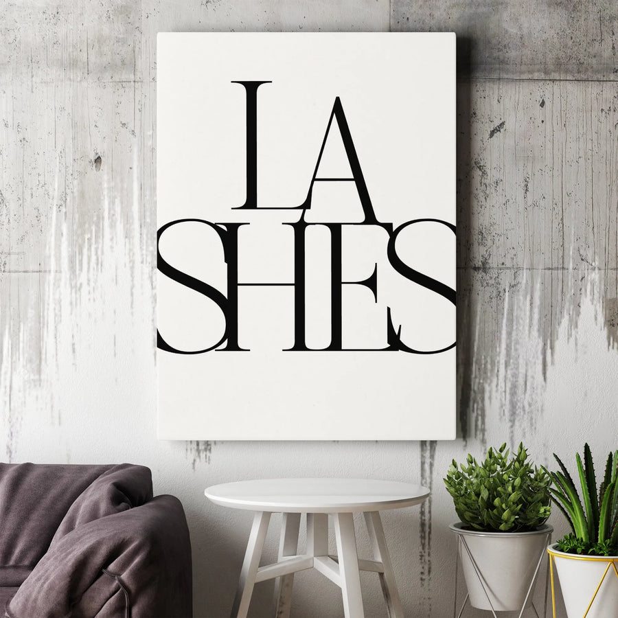 Lashes Vertical Canvas | Modern Minimalist Typography Art | Premium Thick Gallery Print | Gift for Lash Tech, Beauty Salon Wall Decor