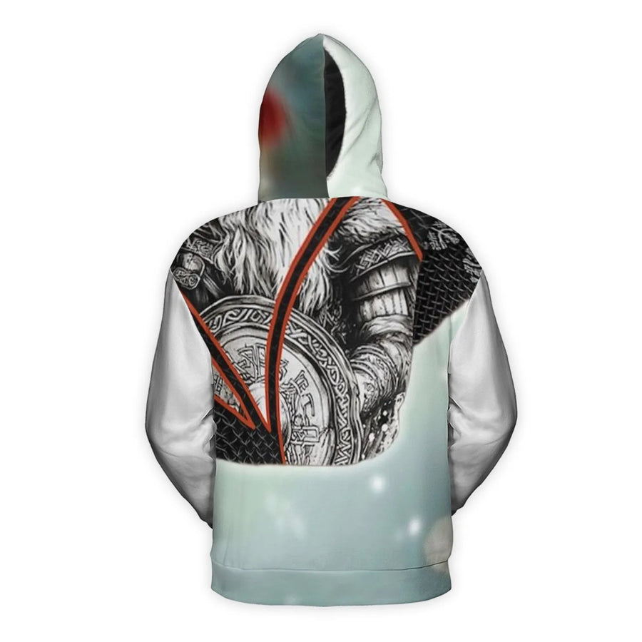 Viking Odin 3D Hoodie | Norse Warrior Armor Graphic Print | High-Grade Polyester Knit | Unique Mythological Gift for Men and Women