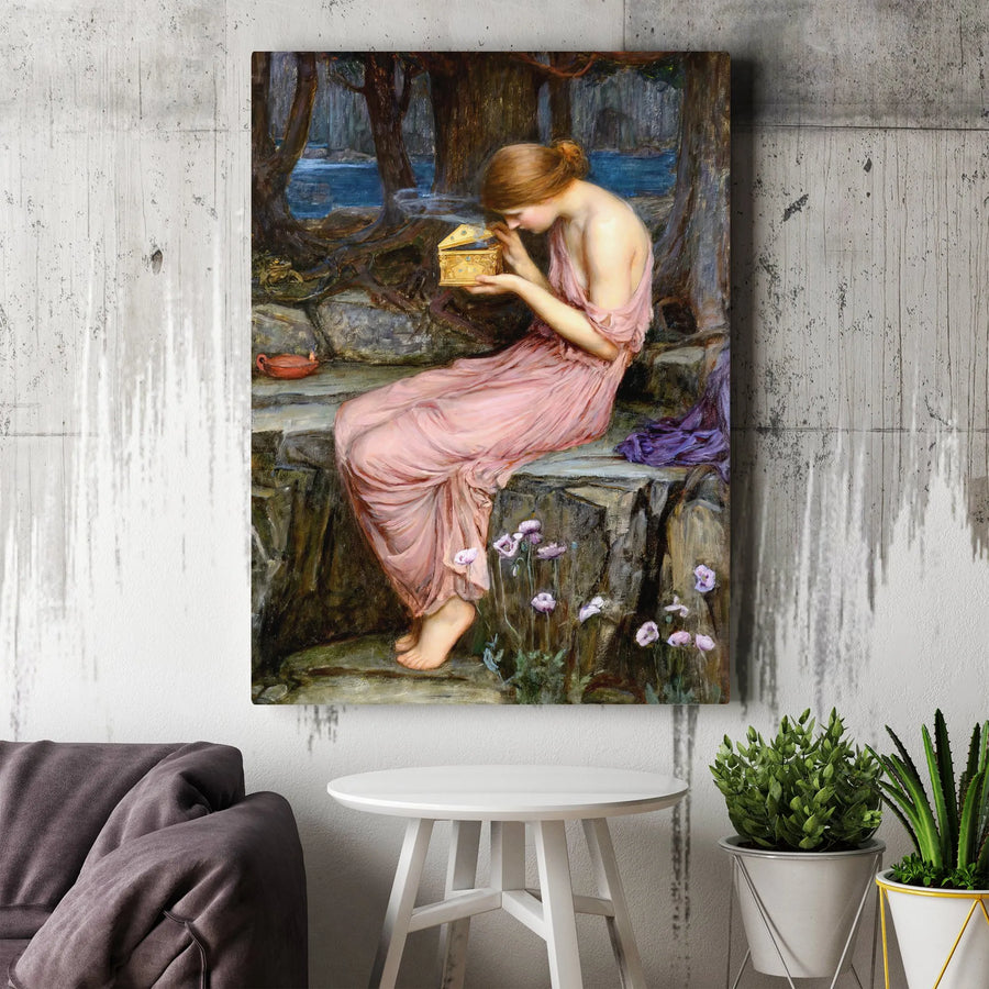 Psyche Opening The Golden Box Vertical Canvas | John William Waterhouse Famous Painting | Premium High-Resolution Print | Classic Art Home Decor Gift