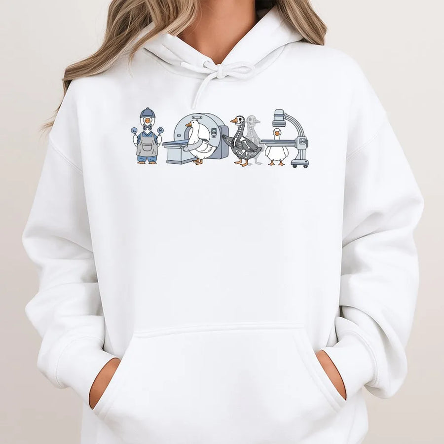 Funny X-Ray Tech Goose Shirt | Cartoon Radiology Graphic Tee | Comfort Colors Cotton Hoodie | Gift for Radiologic Technologist & Radiographer
