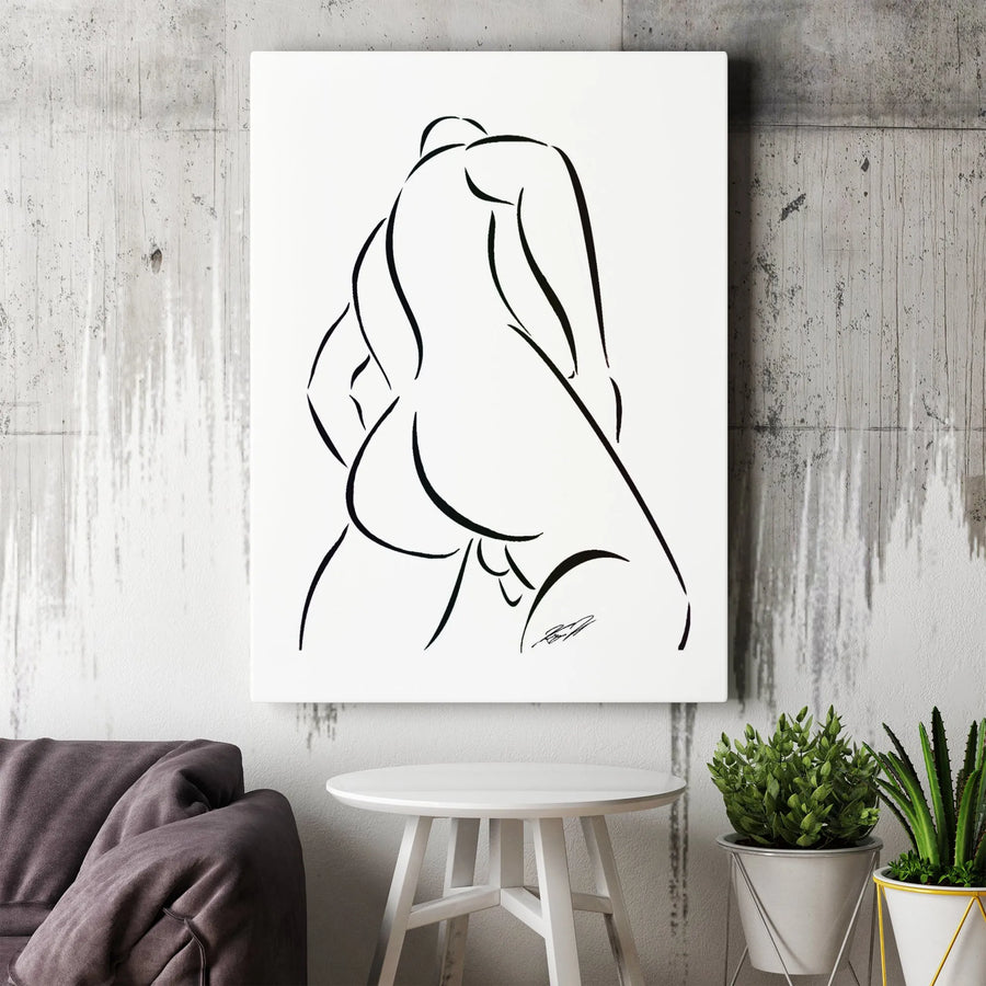 Male Nude Canvas Art | Minimalist Abstract Body Line Drawing | Premium Gallery-Wrapped Print | Sensual Bedroom Home Decor Wall Statement