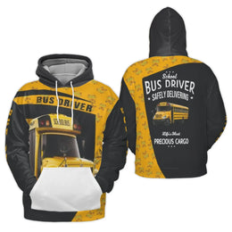 School Bus Driver Hoodie | Precious Cargo Graphic Print | Premium Polyester Fleece | Gift For Driver Appreciation
