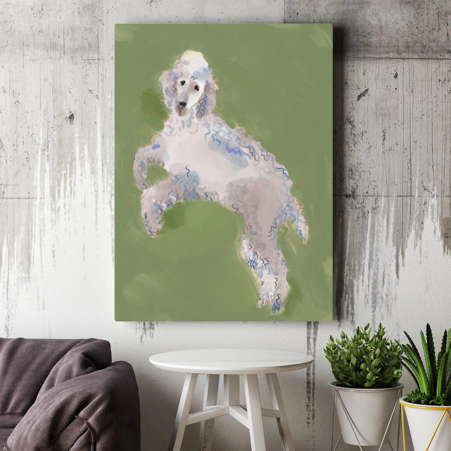 Poodle Painting Vertical Canvas | Modern Abstract Dog Portrait | Premium 1.25" Thick Wall Art | Collector's Gift for Poodle Owner & Dog Lover