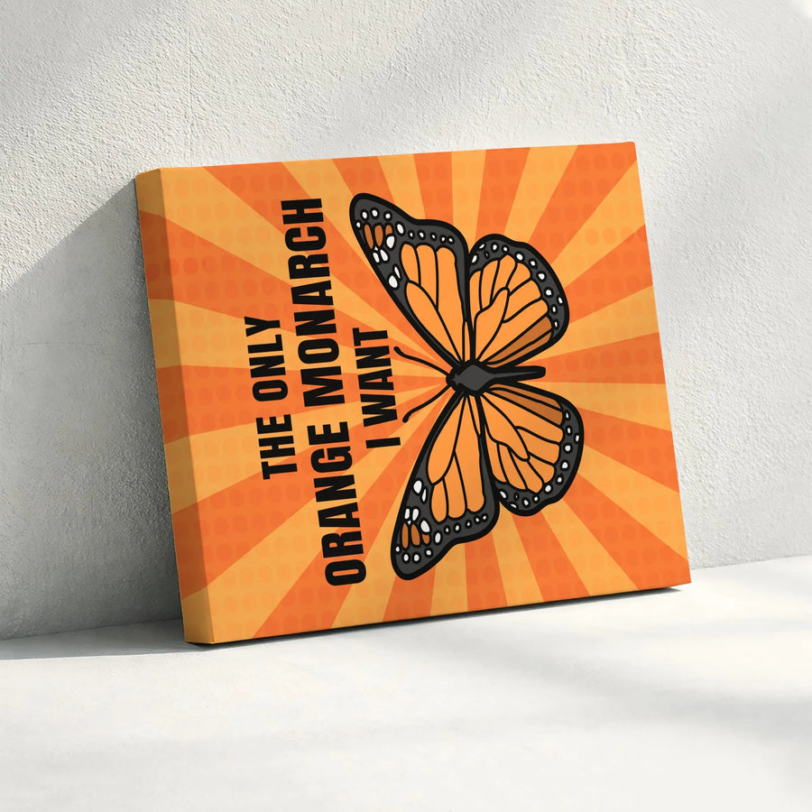 Monarch Butterfly Canvas Art | Retro Orange Sunburst Wall Decor | Premium 1.25 Inch Gallery Wrap | Unique Gift for Butterfly Lovers