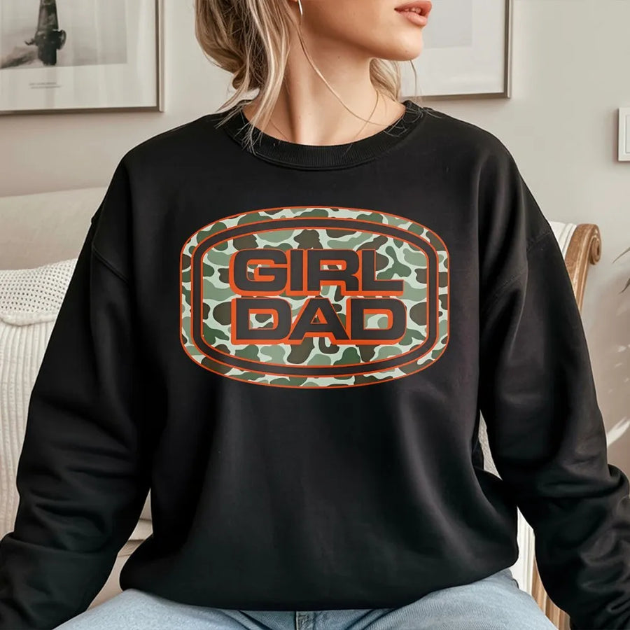 Girl Dad Camo Sweatshirt | Urban Military Print Graphic Design | Premium Cotton-Blend | Perfect Father's Day 2026 Gift for Proud Dads
